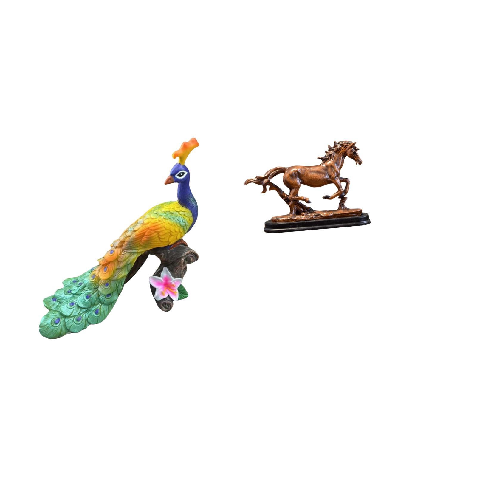 CarpNettore Peacock Sculpture Figurine Decorative Garden Ornament Crafts Statue for Home Decoration Yard Artwork Collectible Art Ornament Horse for Desk Decoration Bookcase Living Room