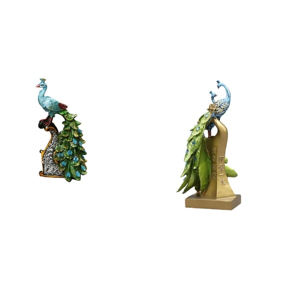 CarpNettore Peacock Statue Animal Sculpture Collection Desktop Ornament Decorative Figurine for Bedroom Office Living Room Bookshelf Entrance Table Centerpiece Home Decoration Birthday Gift