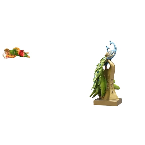 CarpNettore Peacock Statue Resin Figurine Decorative Sculpture Desktop Ornament Unique Creative Design Suitable for Office Shelf Home Garden Decoration Gift