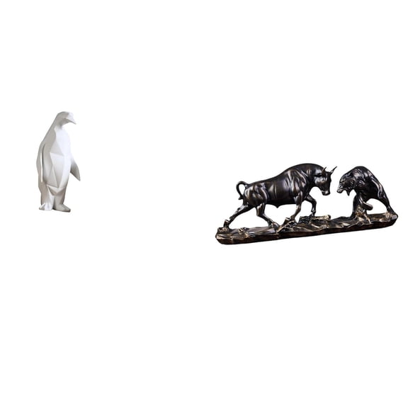 CarpNettore Penguin Bull Resin Animal Sculpture Collectable Craft Decorative Ornament Modern Artwork Chinese Cow Cattle Figurine for Housewarming Tabletop Bar Bedroom Office Desk Birthdays Gifts