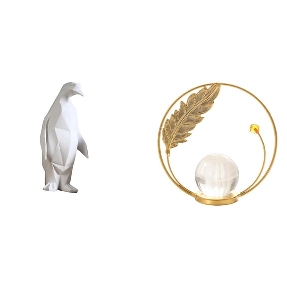 CarpNettore Penguin Crystal Resin Metal Animal Figurine Collectable Decorative Ornament Statue for Housewarming Tabletop Desk Bedroom Office Hallway Living Room