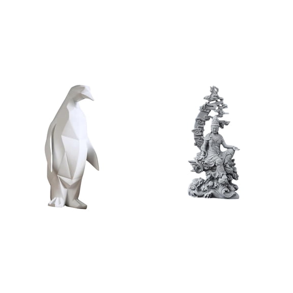 CarpNettore Penguin Figurine Resin Animal Statue for Housewarming Tabletop Bedroom Office Guan Yin Kuanyin Crafts Gifts Feng Shui Buddhist Decoration for Living Room
