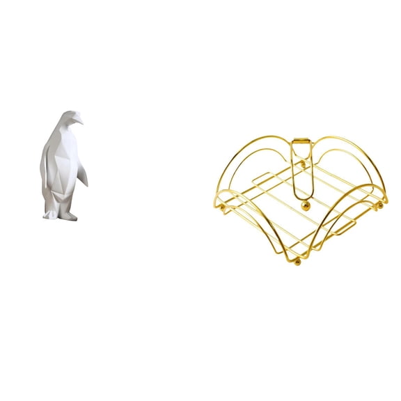 CarpNettore Penguin Resin Animal Statue with Weighted Arm Napkin Holder Decorative Collectable Craft Ornament for Tabletop Bar Bedroom Office Housewarming Storage