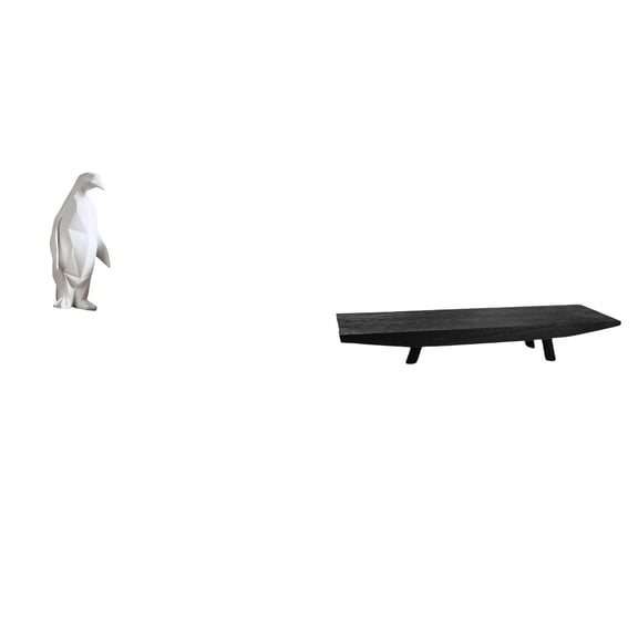 CarpNettore Penguin Resin Animal Statue and Rustic Wood Storage Tray Decorative Collectable Ornament for Home Office Tabletop Wedding Pantry