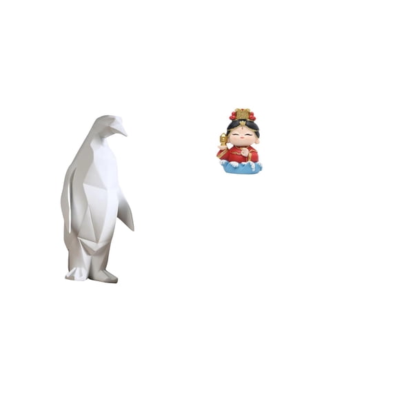 CarpNettore Penguin Resin Figurine Sculpture Collectible Ornament Animal Statue for Housewarming Tabletop Bedroom Office Cabinet Mother Gift