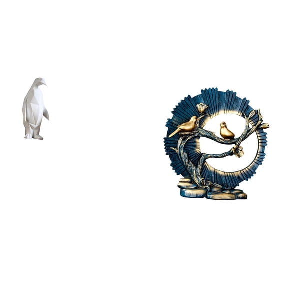 CarpNettore Penguin Resin Figurine Sculpture Decorative Ornament Craft Collectable Statue for Housewarming Living Room Bookshelf Desk Bedroom Office