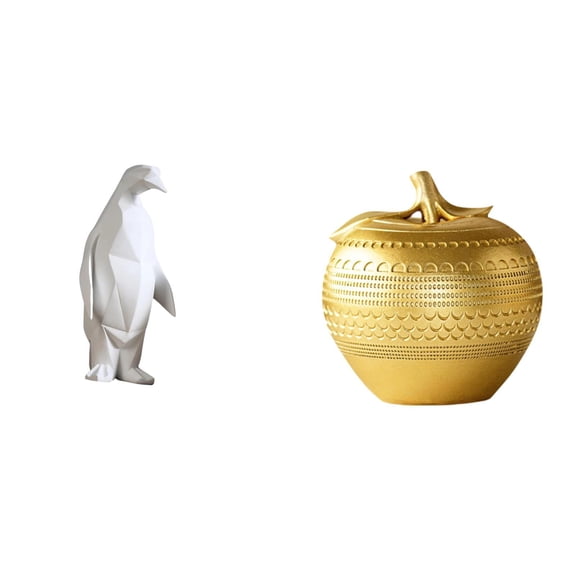 CarpNettore Penguin Resin Sculpture Figurine Collectable Craft Decorative Ornament Animal Statue for Housewarming Tabletop Bar Bedroom Office Modern Art Simple Fruit Bookshelf Dining Room