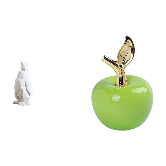 CarpNettore Penguin Sculpture Figurine Collectable Craft Decorative Ornament Resin Animal Statue Ceramic Fruit Artwork Home Decoration for Housewarming Tabletop Bar Bedroom Office Cafe Study