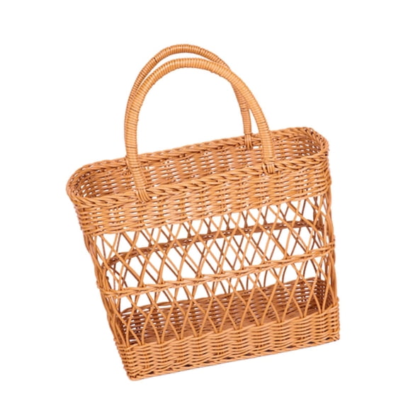 CarpNettore Picnic Basket with , Imitation Rattan, Cosmetic Container, Camping Gift, Snacks, 36cmx18cmx44cm