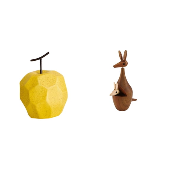 CarpNettore Porcelain Animal Fruit Sculpture Ornament Collectible Table Statue Geometric Decor for Festival Office Party Favor Funny Desktop Decoration Wood for Bedroom Bookshelf