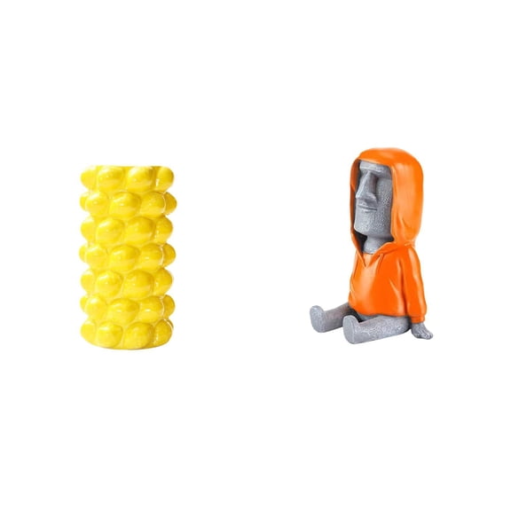 CarpNettore Porcelain Flower Vase Inspired by Easter Island Head Statue Moai Antique Portrait Sculpture for Tabletop Living Room and Bedroom Decor