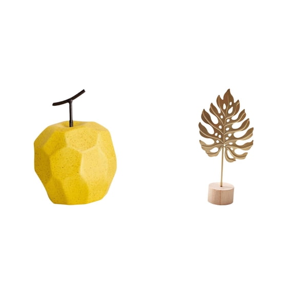 CarpNettore Porcelain Fruit Leaf Sculpture Collectible Ornament Geometric Statue Metal Shaped Figurine Crafts Creative Abstract Decor for Festival Office Party Home