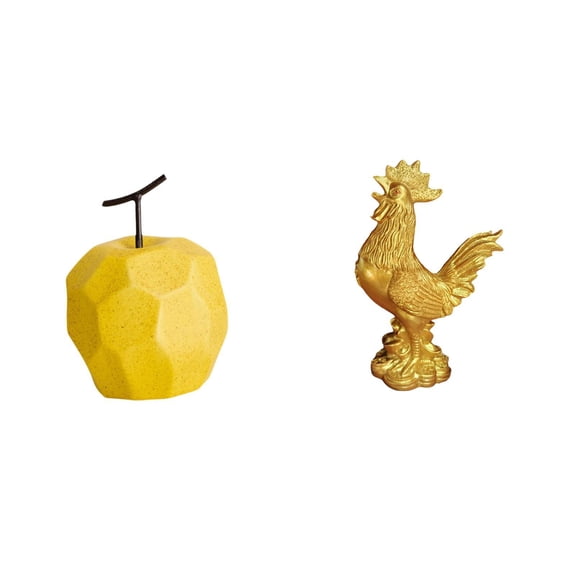 CarpNettore Porcelain Fruit Sculpture Ornament Collectible Table Statue Geometric Decor for Festival Office Chicken Figurine Feng Shui Home Decorations Rooster Cock Sculpture for Birthday