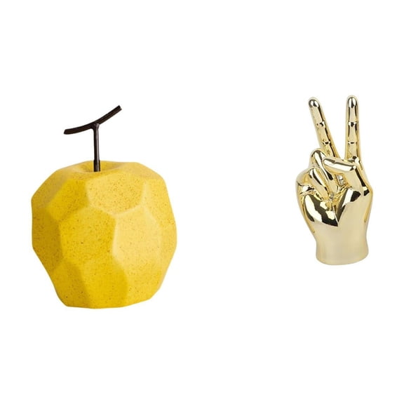 CarpNettore Porcelain Fruit Sculpture Ornament and Hand Finger Gesture Desk Statue Creative Geometric Collectible for Home Office Festival Decor