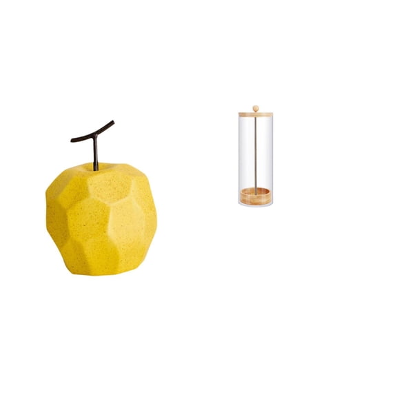 CarpNettore Porcelain Fruit Straw Sculpture Organizer Collectible Table Ornament Geometric Decor for Festival Office Counter Transparent Holder Reusable Container