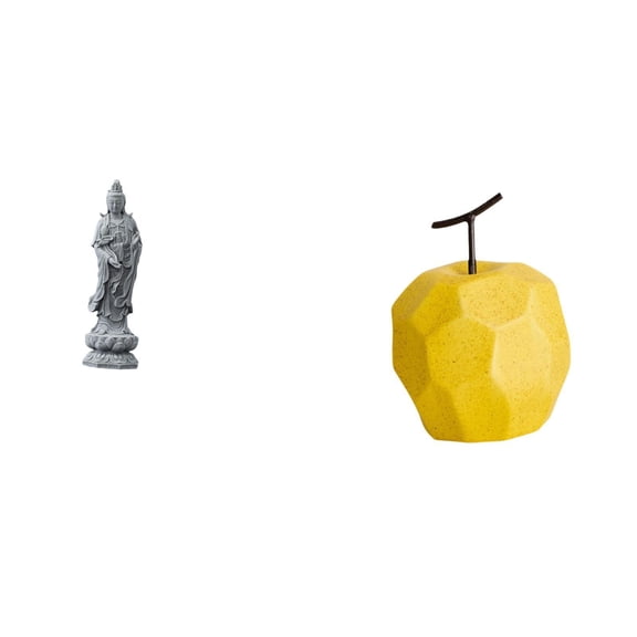 CarpNettore Porcelain Guan Yin Fruit Sculpture Ornament Collectible Female Buddha Figurine Geometric Decor for Bookshelf Cabinet Desktop Festival Office