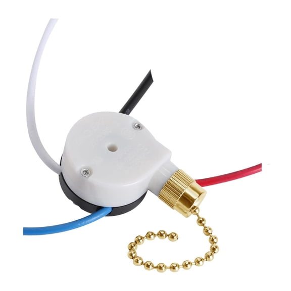 CarpNettore Pull Chain Switch 3 Wire Multifunctional with 4 Preinstalled Wires Control Wall Gold