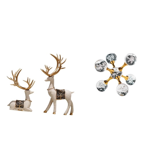 CarpNettore Reindeer Bubble Sphere Sitting Standing Deer Figurine Modern Tabletop Ornament Decorative Sculpture for Living Room Office Shelf Home Decor