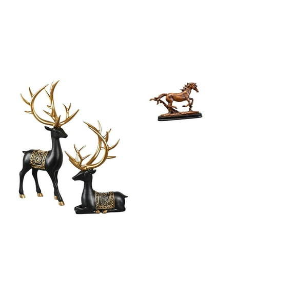 CarpNettore Reindeer Elk Resin Statue Collection Deer Figurine Animal Figure Cabinet Tabletop Wedding Housewarming Sculpture Artwork Collectible Ornament Horse Desk Decoration Bookcase Living