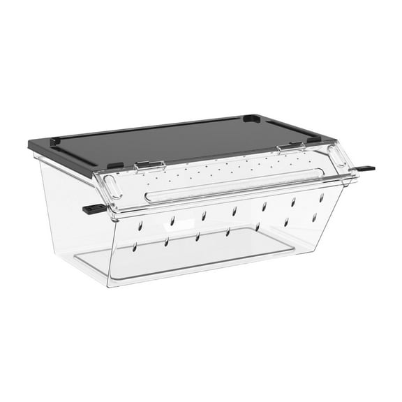 CarpNettore Reptile Breeding Box Breathable Carrier Clear for Chameleons Geckos Silkworm black