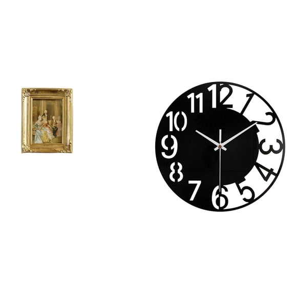 CarpNettore Resin Acrylic Photo Frame Card Display Holder Poster Glass Front Picture Frame Decorative Silent Easy to Read Simple Round Wall Clock for Desktop Tabletop Wall Display Bedroom