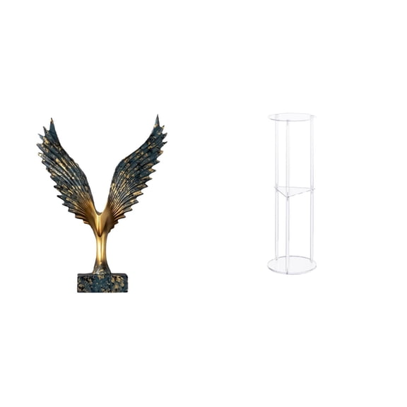 CarpNettore Resin Acrylic Spreading Wing Sculpture Feng Shui Ornament Decorative Small Drink Side Table for Office Balcony Easy Assembly Bedside Decor