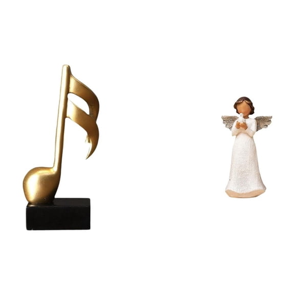 CarpNettore Resin Angel Music Note Sculpture Cherub Figurine Tabletop Ornament Centerpiece Decorative Desk Fireplace Housewarming Indoor Gift