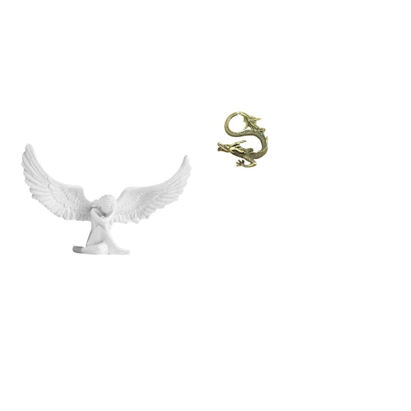 CarpNettore Resin Angel Wing Sculpture and Brass Chinese Figurine Miniature Crafts for Office Housewarming Bookshelf Hallway Desktop Bedroom Home