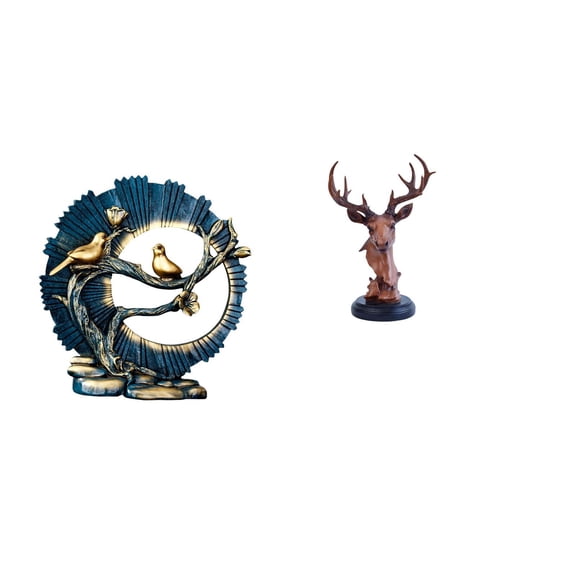 CarpNettore Resin Deer Head Figurine Craft Ornament for House Decorations Bookshelf Living Room Indoor Desk and NightStand Desktop Home Decor