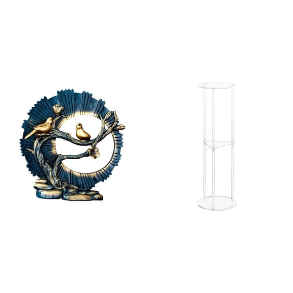 CarpNettore Resin Figurine Ornament for Living Room and Bookshelf Decor with Clear Acrylic Side Table for Small Spaces and Easy Assembly Indoor Use