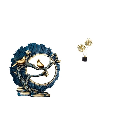 CarpNettore Resin Iron Leaf Figurine Sculpture Ornament for Bookshelf Desk Cabinet Living Room Housewarming Gift Indoor Decoration Collectible