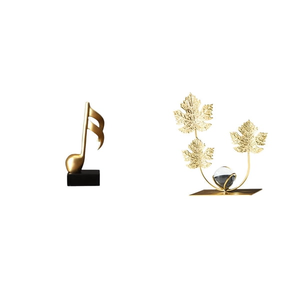 CarpNettore Resin Music Note Leaf Sculpture Creative Tabletop Ornament for Desk Fireplace Bookshelf Housewarming Gift Modern Home Decor Birthday Holiday Collectibles