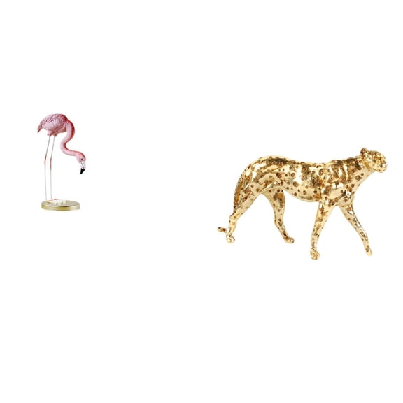 CarpNettore Resin Statue Flamingo Sculpture Bird Figurine Cheetah Ornament Modern Desktop Display Hand Painted Outdoor Yard Art Suitable for Gift Giving Home