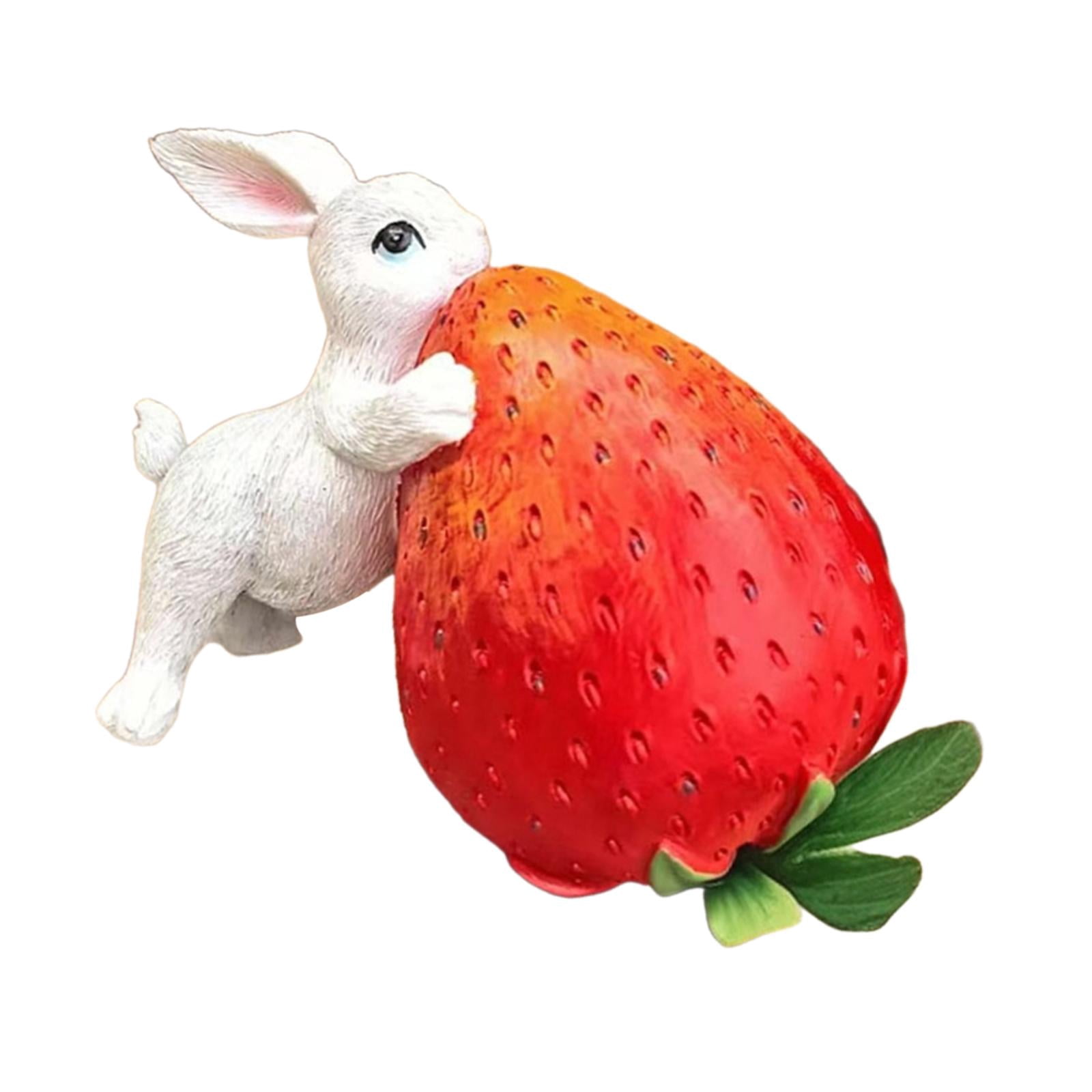 Resin Figure Rabbit CarpNettore Resin Strawberry Rabbit Figurine Animal Figure Creative ...