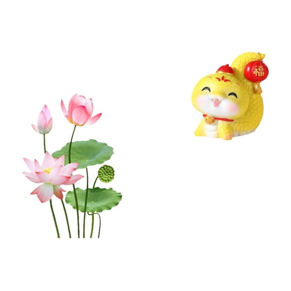 CarpNettore Retro Cartoon Snake Wall Art Sticker and Resin Figurine Set for Living Room Kitchen Sofa TV Background Shelf Table Centerpiece Home Decor