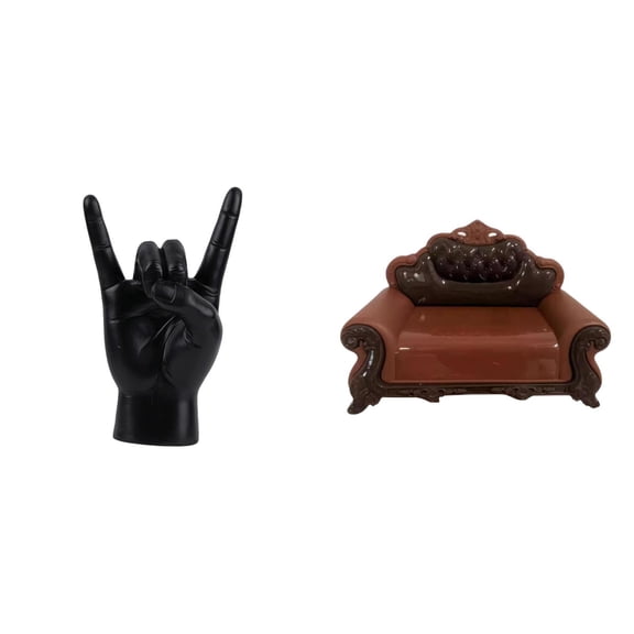 CarpNettore Rock Gesture Statue with Resin Figurines Modern Hand Finger Sculpture Creative Dollhouse Sofa Miniature European Furniture Model Suitable for Living R
