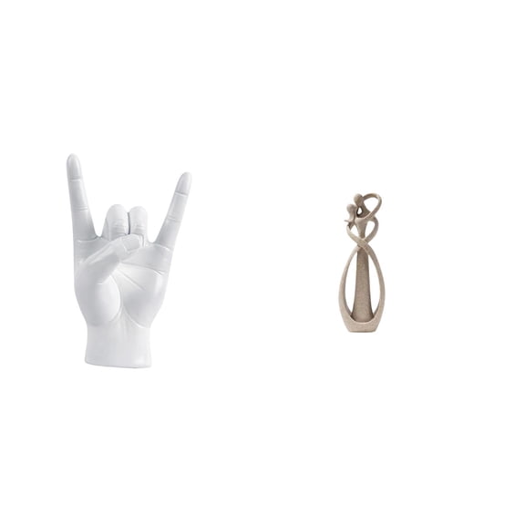 CarpNettore Rock Hand Gesture Lovers Statue Sculpture Creative Hand Sign Art Collection Finger Sculpture for Apartment Bedroom Restaurant Anniversary Gift Table Ornament Versatile Decor
