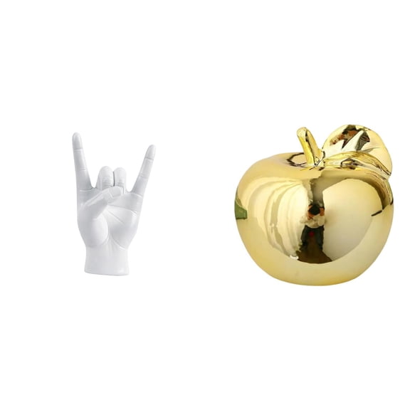 CarpNettore Rock Hand Gesture Sculpture Ceramic Figurine Creative Hand Sign Craft Delicate Ornament Finger Statue for Apartment Bedroom Restaurant Porches Offices Decor