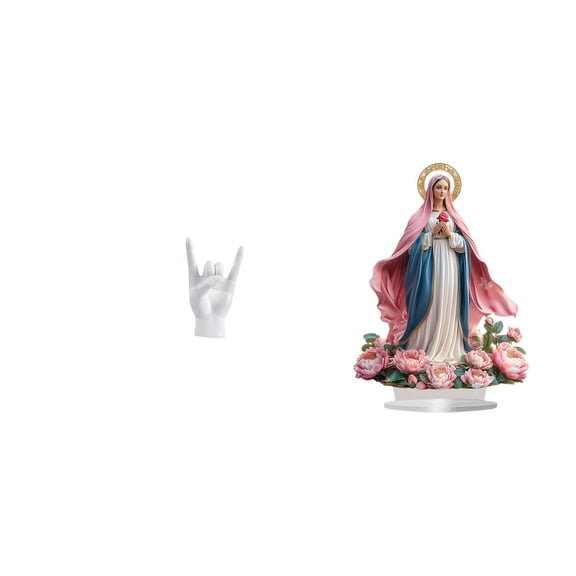 CarpNettore Rock Hand Gesture Sculpture Creative Finger Statue Ornament Freestanding Decorative Table Decor for Apartment Bedroom Restaurant Party Home Bookshelf Festival