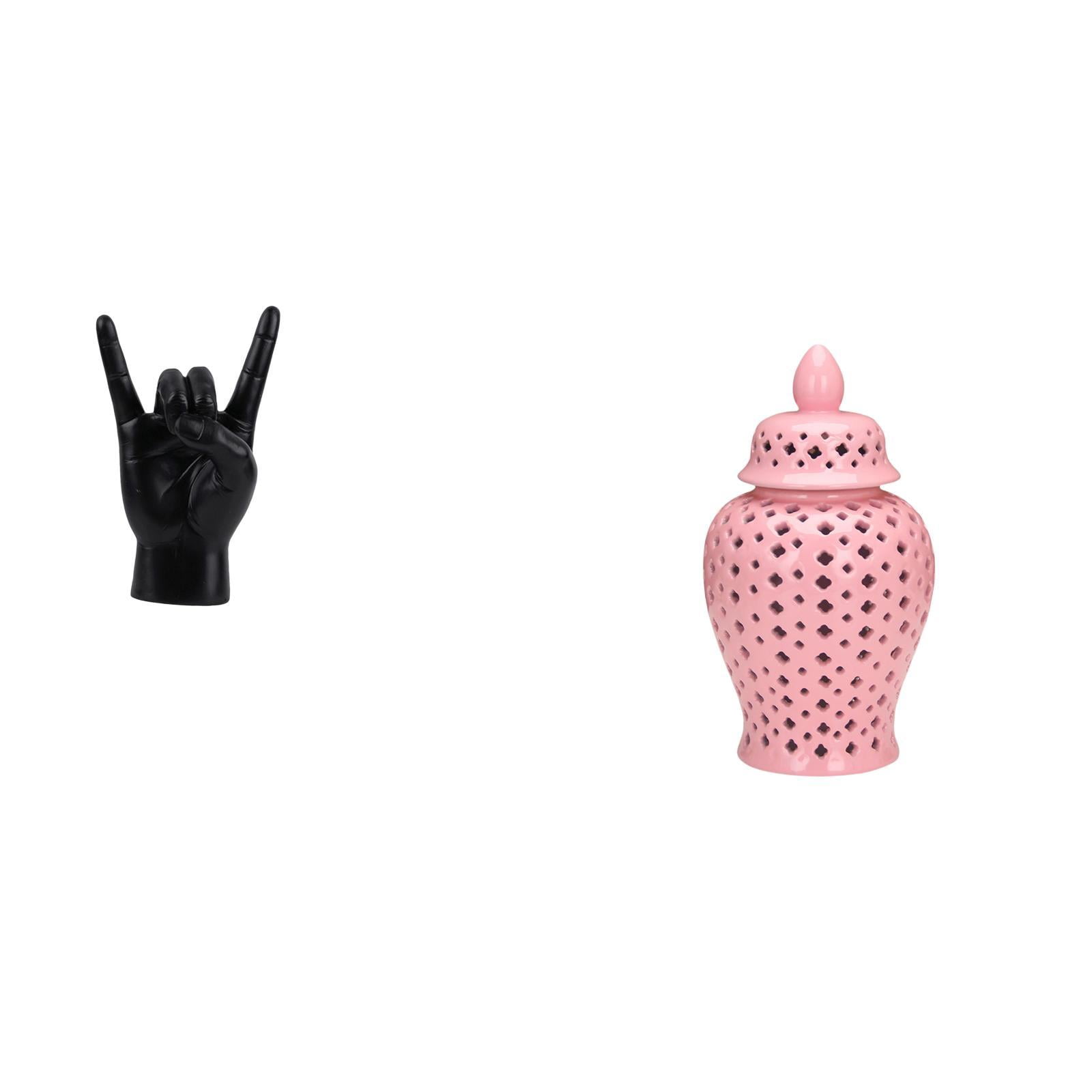 CarpNettore Rock Hand Gesture Statue Ceramic Ginger Jar Porcelain ...