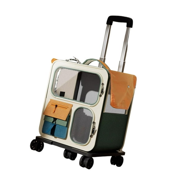 CarpNettore Rolling Cat Carrier Pet Rolling Carrier Trolley Breathable Carrying Bag Backpack