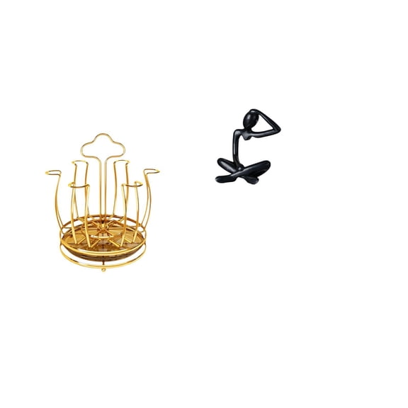 CarpNettore Rotating Cup Drying Rack Stand Mug Organizer Metal Holder for Cabinet Living Room Thinker Abstract Statue Decorative Figurine Collection Simple Tabletop Ornament Modern Sculpture