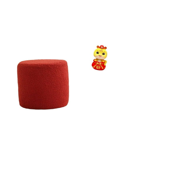 CarpNettore Round Ottoman Foot Rest Stool Bench Seat Chair Small Cylinder Sofa Tea Stool with Chinese New Year Snake Statue Ornament Art Crafts Fengshui Figurine for Office Bedroom Nursery