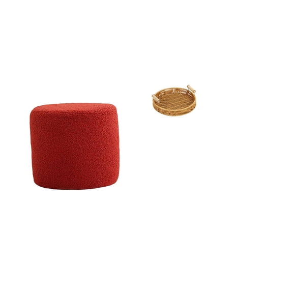 CarpNettore Round Ottoman Foot Rest Stool Bench Seat Chair Small Cylinder Sofa Tea Stool for Office Bedroom Nursery Apartment Woven Fruit Baskets Snack Serving Bowl Bread Plate for Desktop