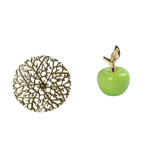 CarpNettore Rustic Scenic Metal Wall Art Sculpture and Ceramic Figurine Fruit Statue Plaque 3D Hanging Pendants for Office Living Room Cafe Study Room Holiday