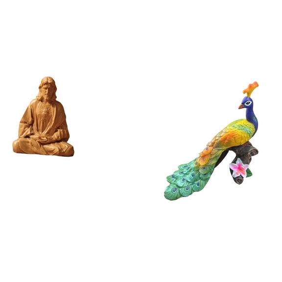 CarpNettore Sacred Heart of Jesus Figurine and Peacock Sculpture Collectible Statue for Hallway Bedroom Office Desk Fireplace Garden Ornament Home Decoration