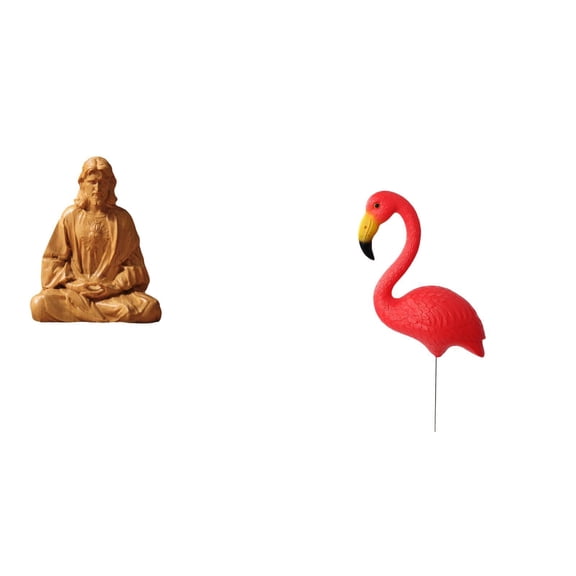 CarpNettore Sacred Heart of Jesus Figurine Statue Collectible for Hallway Bedroom Office Desk Fireplace with Bird Yard Art Ornament Flamingo Garden Stake Sculpture for Holiday Spring Fairy