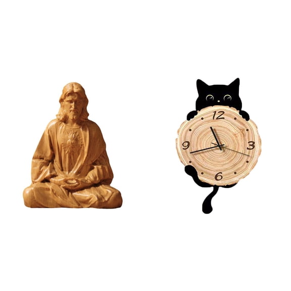 CarpNettore Sacred Heart of Jesus Wall Clock Wall Decor Gift Lightweight No Ticking Hanging Clock Ornament for Hallway Bedroom Office Desk DEN Home