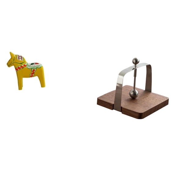CarpNettore Scandinavian Horse Sculpture Tissue Organizer Wooden Napkin Dispenser Dalecarlian Animal Figurine Home Decor for Kitchen Office Dining Table