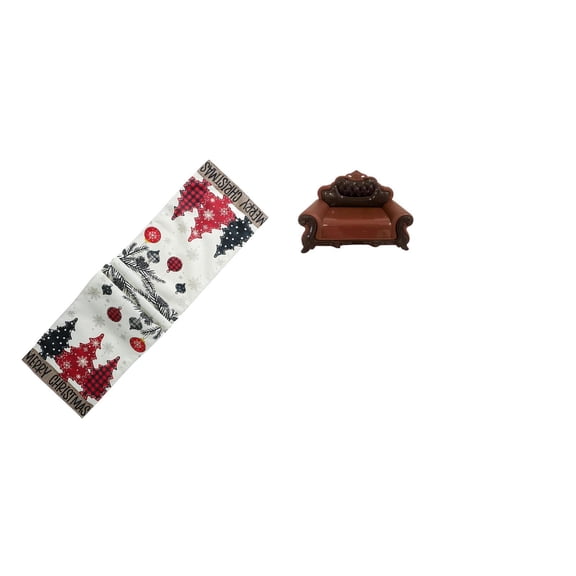 CarpNettore Seasonal Winter Christmas Table Runner and Miniature Sofa Couch Single Chair Model DIY Accessory for Holiday Coffee Table Farmhouse Decor